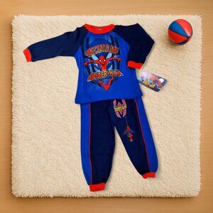 Spider-Man Pajama Set Boys 2T Blue Cotton Long Sleeve 2-Piece Marvel NWT